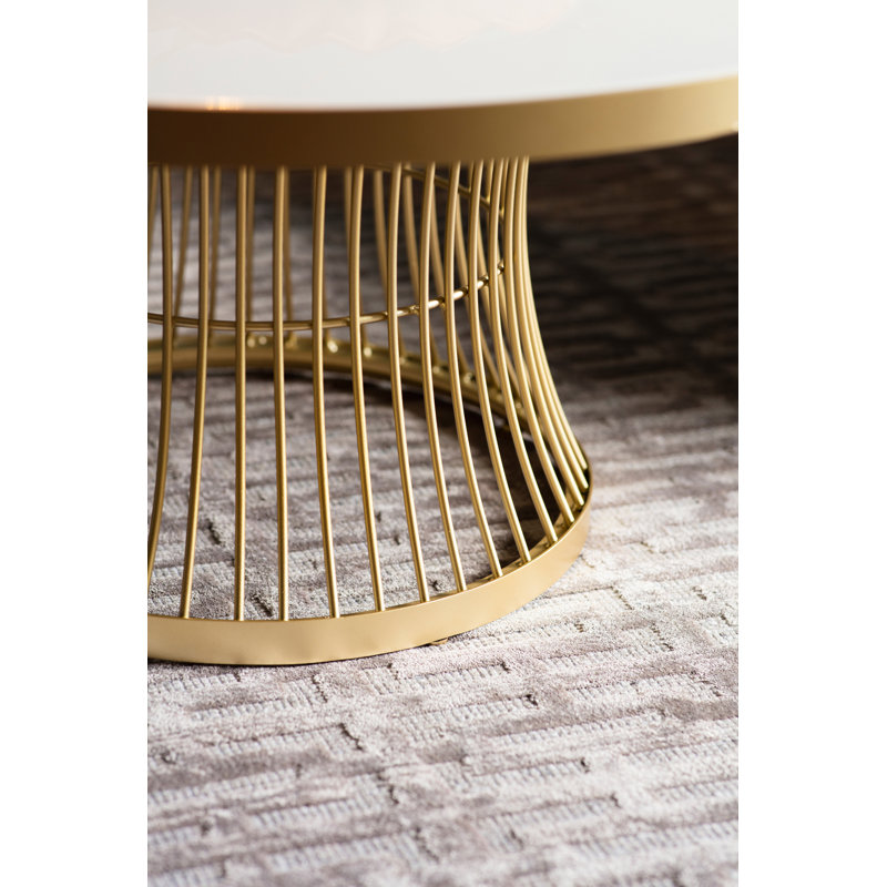 Serefina Frame Coffee Table, White, Champagne