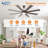 66" Ceiling Fans with Lights, Brown Indoor/Outdoor Ceiling Fan with Remote Control, 8 Blades Dimmable Timer Reversible Quiet DC Motor 6 Speeds-1264867509-1264867508-1264867510