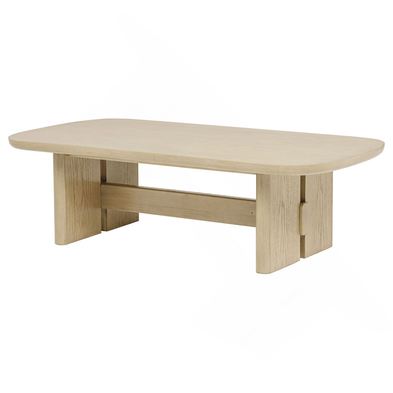 Beige Oak Coastal Rectangular Cocktail Coffee Table