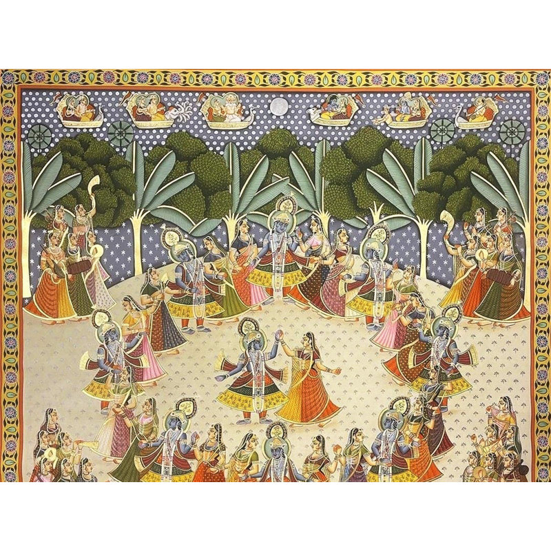 Peinture de Radha Krishna Raas Leela Pichhwai | Par Dheeraj Munot