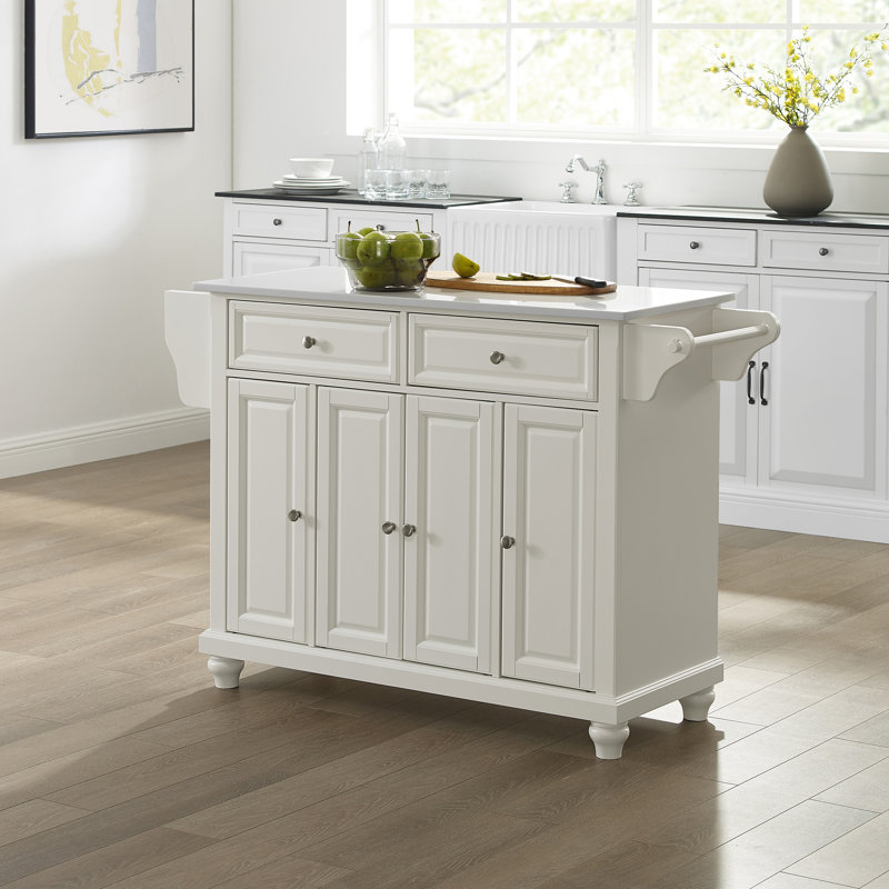 Baines Granite Top Kitchen Island, White