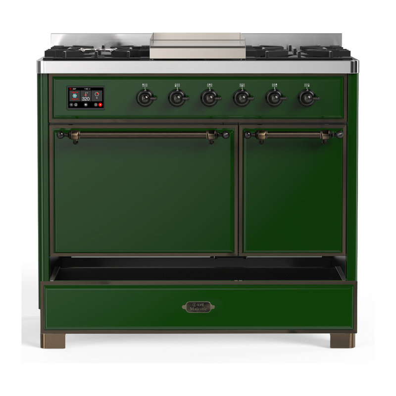 Majestic III Series 40 Inch Dual Fuel Range with 6 Sealed Burners, Griddle, in White (Natural Gas, Copper Trim), Natural Gas