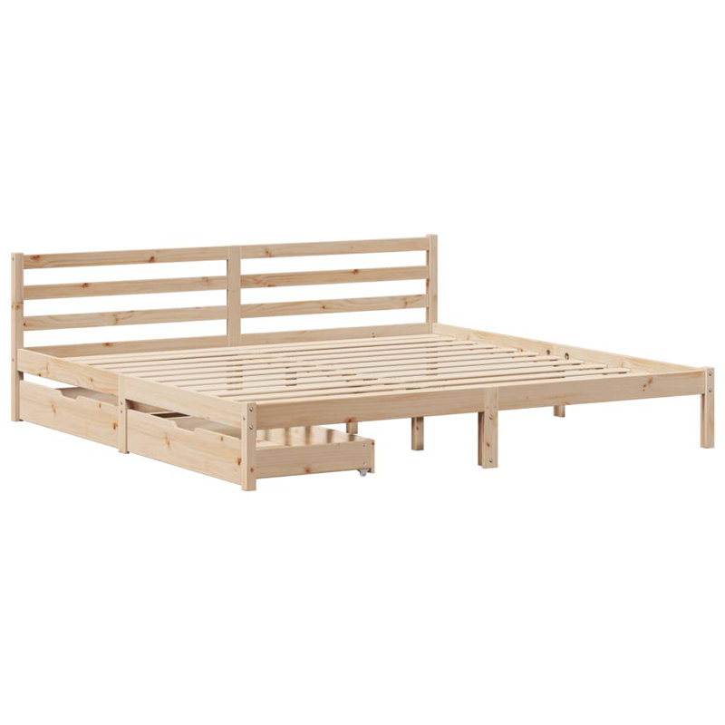 Solid Wood Storage Bed, Brown, Super King (6')