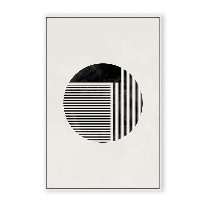 Abstract Minimalist Round by  - Picture Frame Painting on Paper, Framed Canvas, 24" H x 16" W x 2.375" D, White
