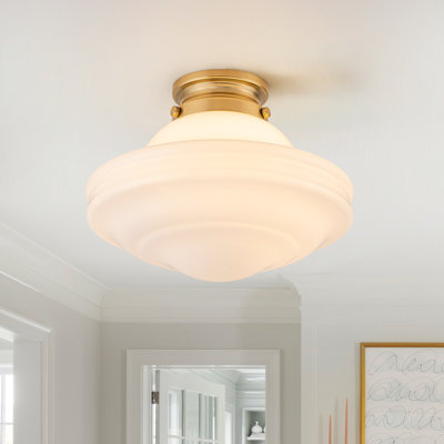 12" Mid-Century Modern Mushroom Glass Flush Mount