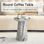 Table basse circulaire gris en fibres à densité moyenne texturée - diamètre 19,6 pouces, hauteur 18,8 pouces, placage texturé gris, texture délicate, adaptable à un plateau de table circulaire.-2068733515