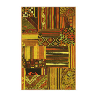 Tapis contemporains jaunes lavables à la machine 438