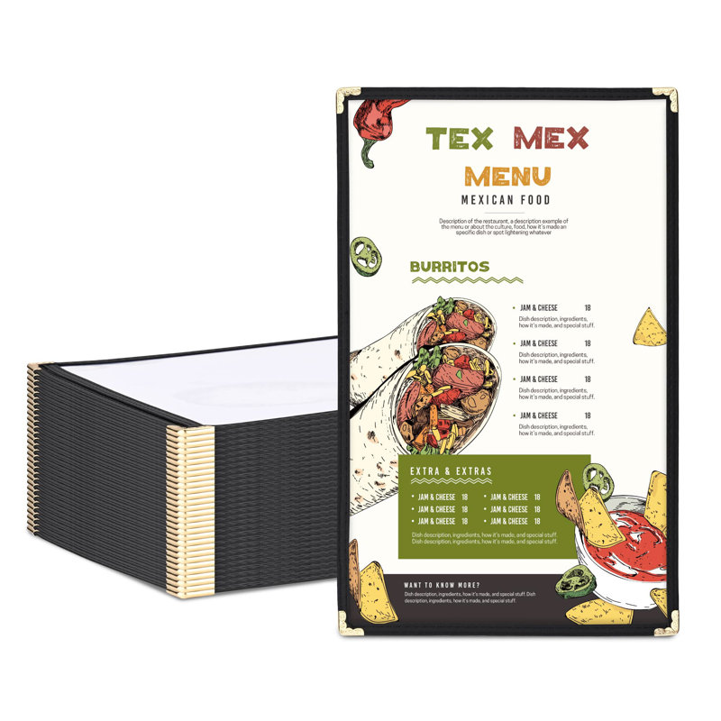 Paquet de 30 couvercles de menu de restaurant simple 8,5 po x 14 po WeChef