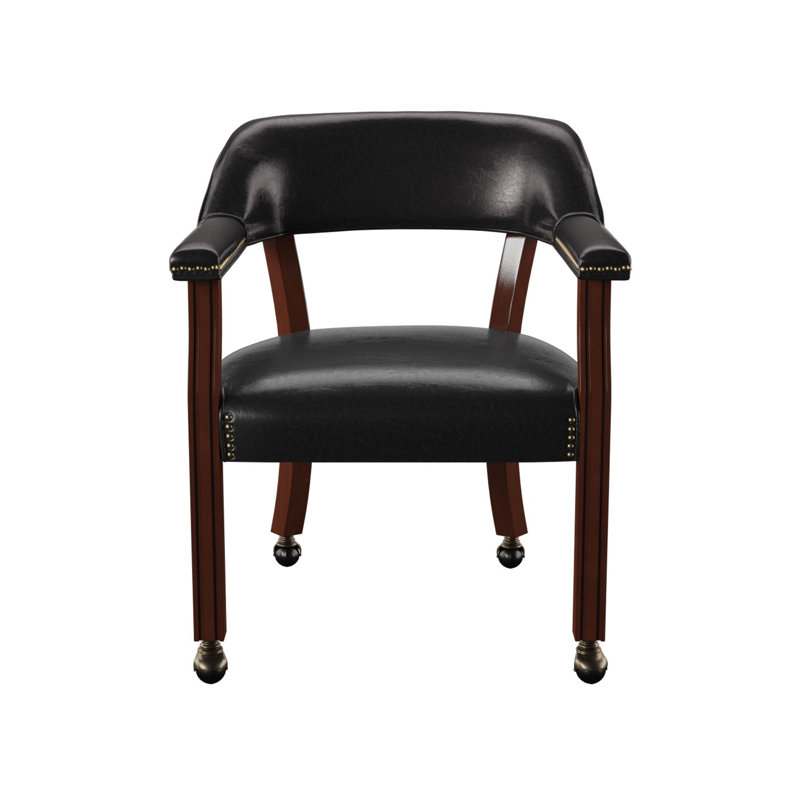 Tournament Arm Chair w/Casters, Black Leather
