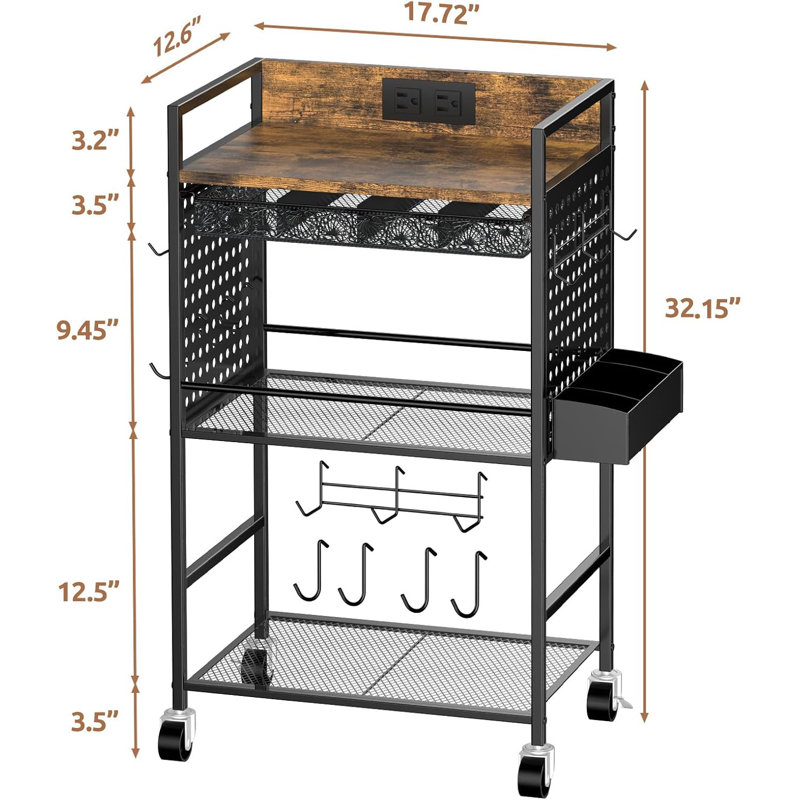 Coffee Cart With Lockable Wheels