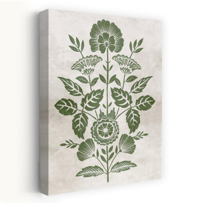 Art mural contemporain abstrait harmonie florale en vert