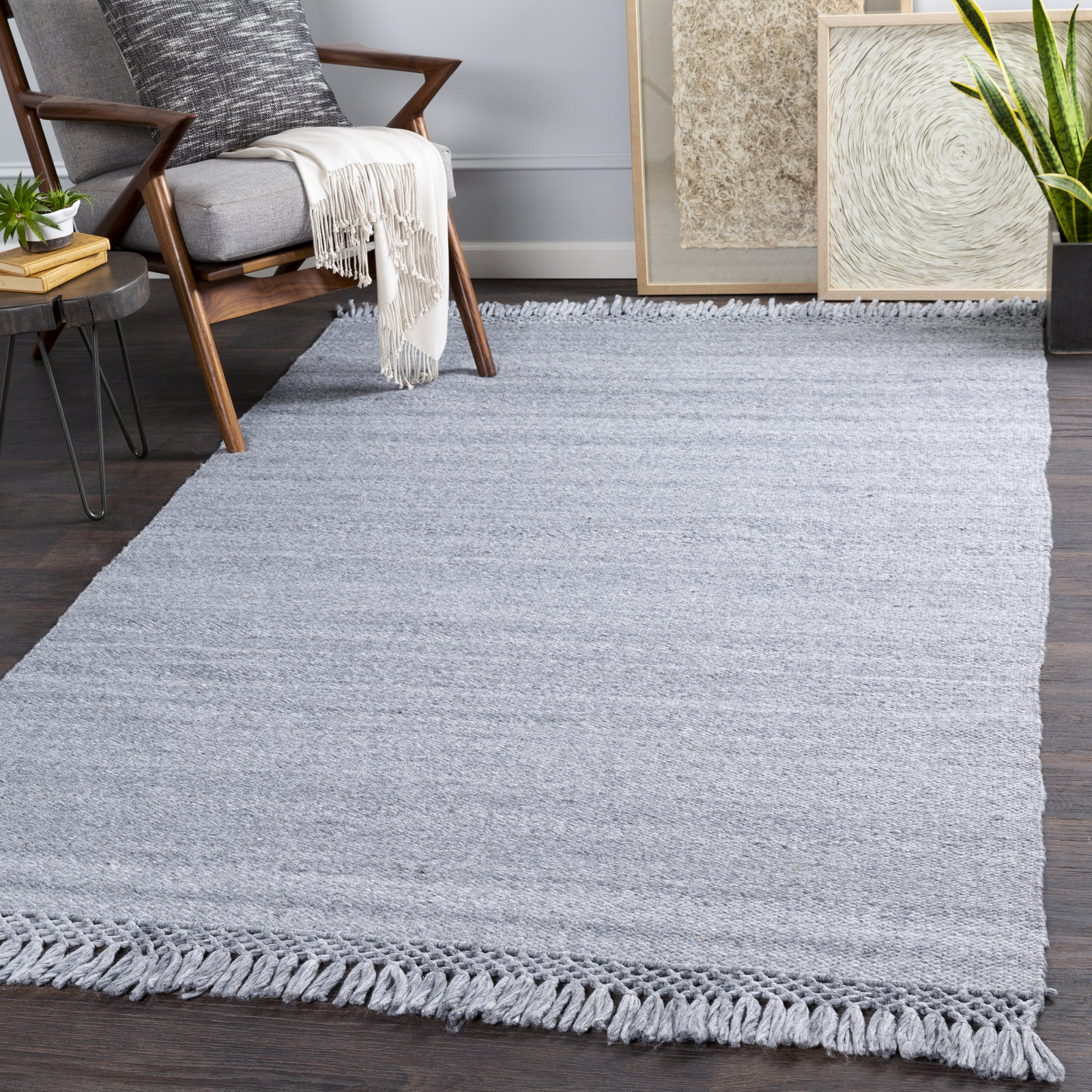 Loretta Gray Hand-Woven Outdoor Rug, Rectangle 5' x 7'6"