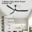Ventilateur de plafond en bois massif à 3 pales avec lumière, ventilateur de ferme moderne, application intelligente et télécommande, moteur CC réversible silencieux, 6 vitesses, lumière DEL à intensité variable-1094988171-1094368244