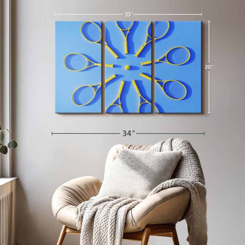 «Tennis Racket Circle» sur toile, H 20 po x l 33 po x P 1,25 po