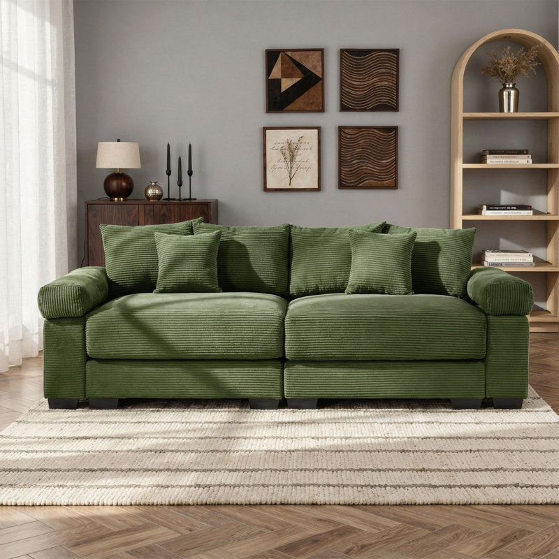Canapé confortable surdimensionné 92 po Corduroy, Vert