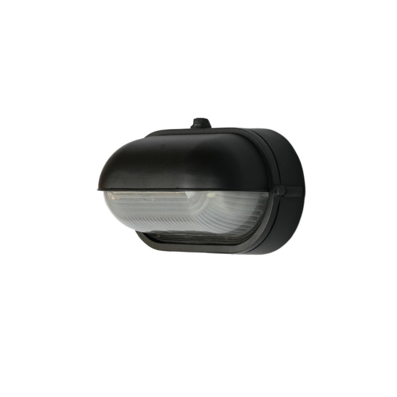 Cloison ovale 8 po Bulkhead - noir texturé avec verre sablé transparent