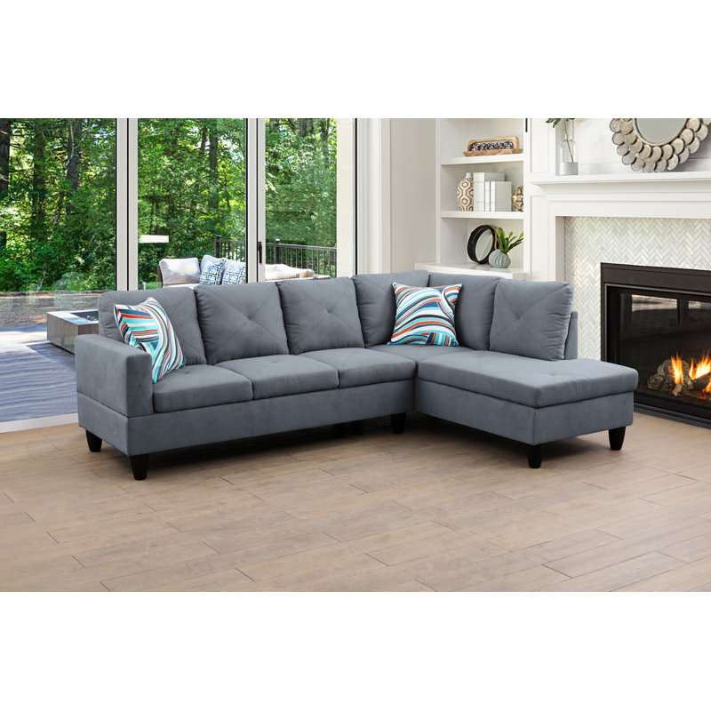 Canapé modulaire 2 pièces Lorenzina, Face à la droite, Tissu gris