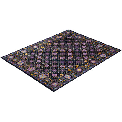 Overdyed Hand-Knotted Wool Modern-Contemporary Black Area Rug 8' 1" x 10' 3"