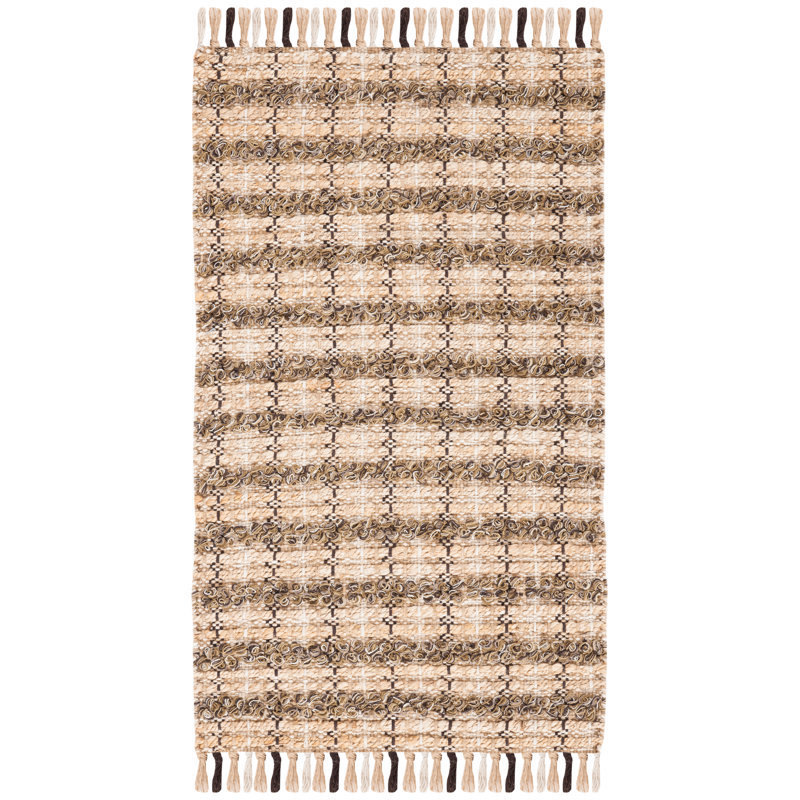 Brickton Hand Woven 0.85 Jute 0.15 Cotton Checkered Rug, Rectangle 3' x 5'