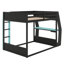 Lit double superposé double pleine grandeur avec bureau intégré, charge USB et gestion des câbles, cadre en bois avec bande lumineuse à DEL-7407329