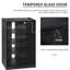 Armoire multimédia à 5 niveaux avec tablettes réglables à 3 niveaux, portes en verre et gestion des câbles