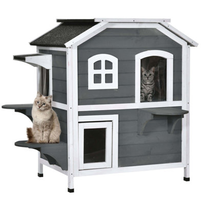 Maison pour chat à 2 étages pour l'extérieur