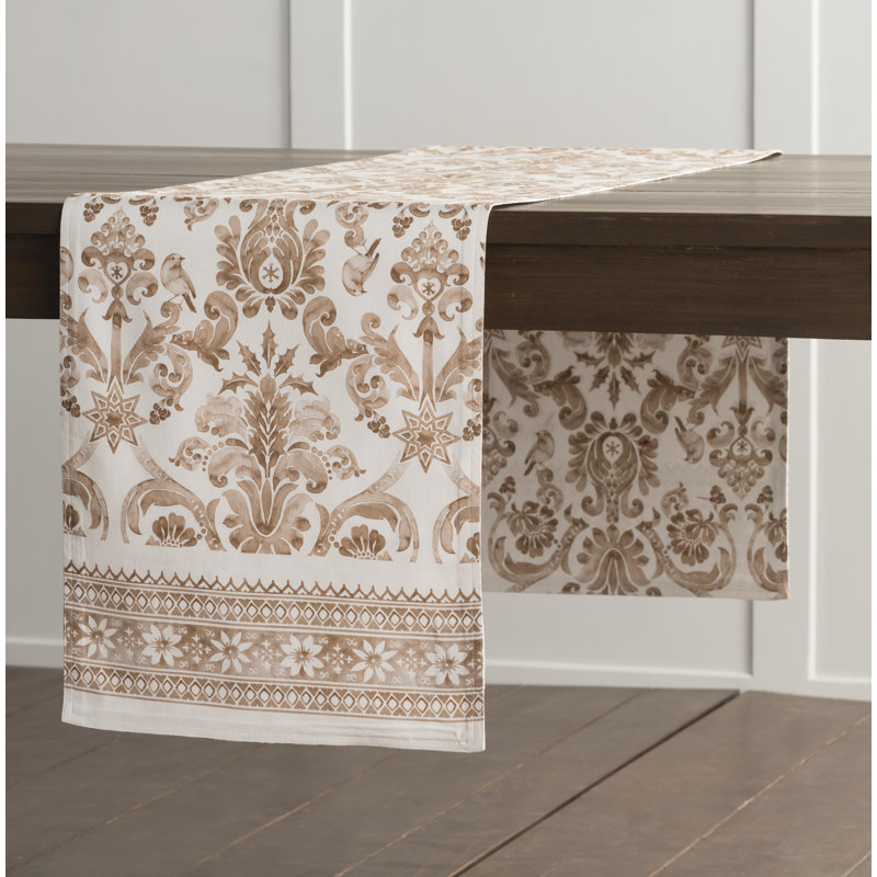 Allure Damask 100% Cotton Table Runner, 108" L x 14.5" W