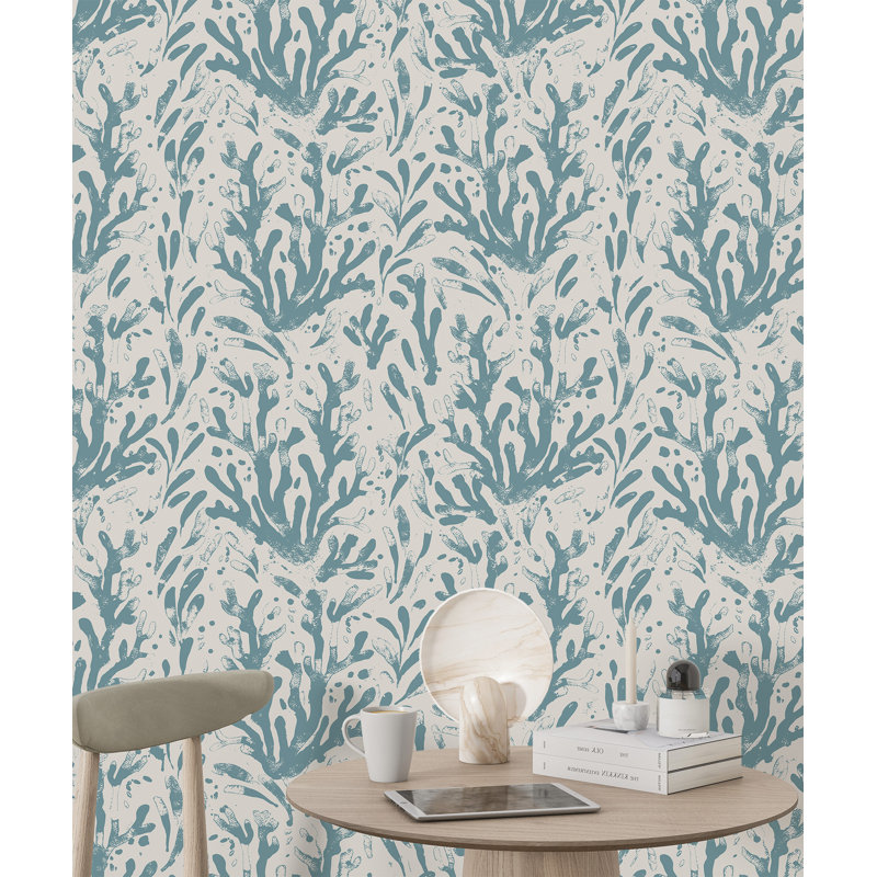 Papier peint corail bleu Sea Life, L 114 po x L 6,33 po