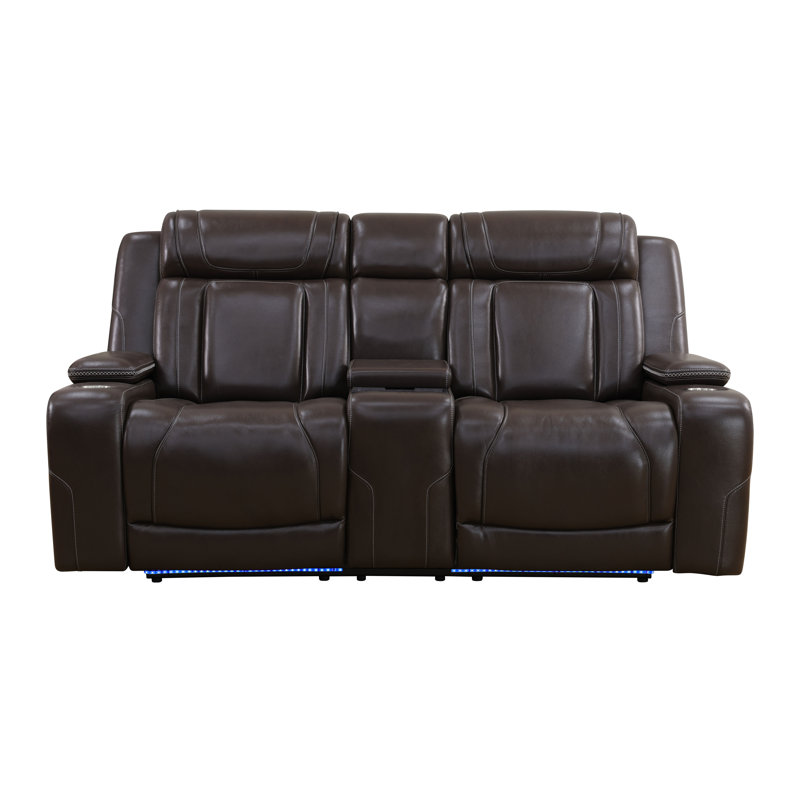 Causeuse inclinable électrique en similicuir brun foncé