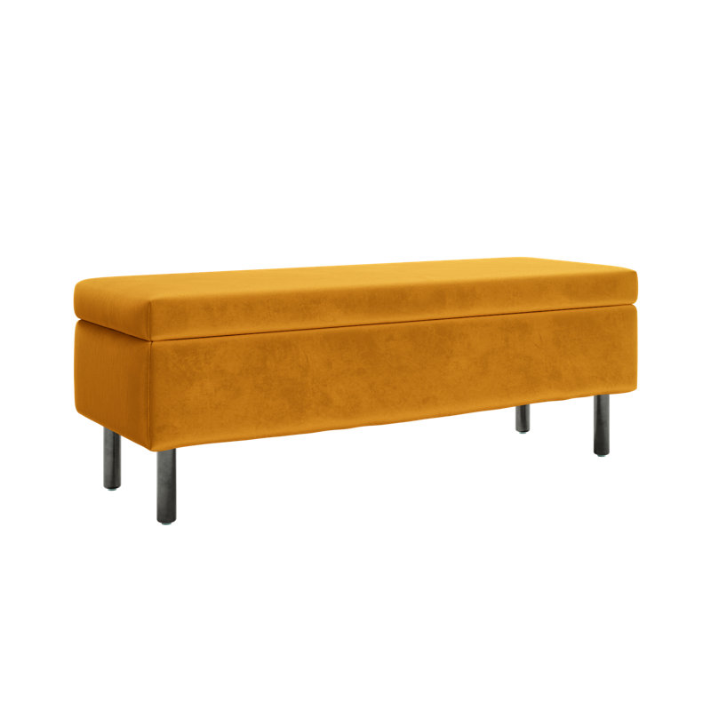 Essential Storage Bench, Mustard Recycled Velvet, Metal