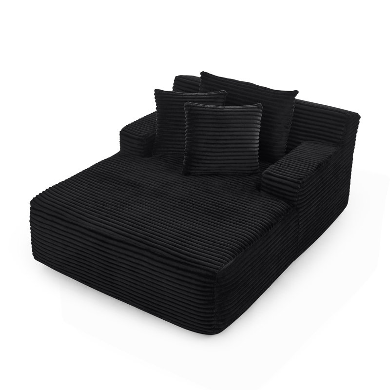 Single Lazy Sofa Lounge Chair, No Assembly Required, Made Of Velvet Fabric, Fluffy Modern Single Lounge Chair, Used For Indoor Living Rooms And Bedrooms-Black