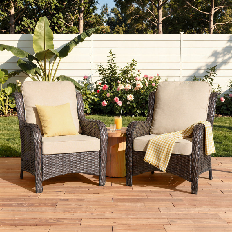 Gretna Wicker Outdoor Lounge Chair, Beige, Brown