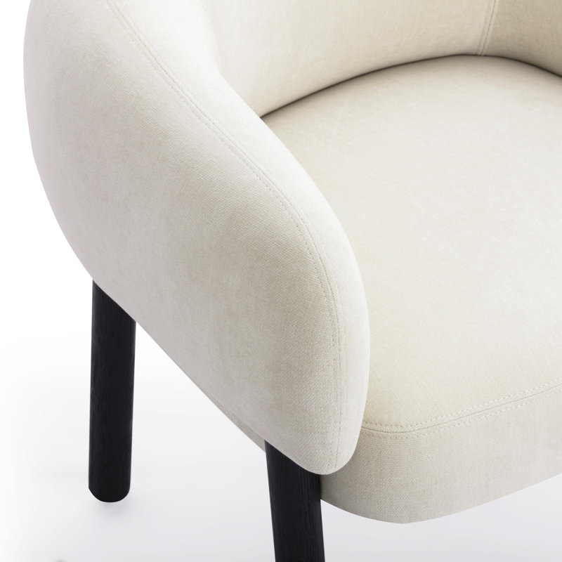 Fauteuil d'appoint en chenille Foxy, Crème, crème, Marron foncé
