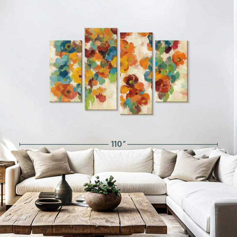 Fleurs épices et turquoise Avery, H 48 po x l 75 po