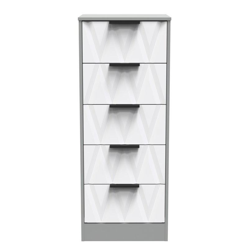 Las Vegas 45cm W Manufactured Wood Bedside Table, White Matt/Dusk Grey