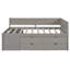 Lit de jour pleine grandeur avec tiroirs et tablettes en gris - Polyvalent, choix élégant et tablettes, structure stable solide, look moderne-580638726-580638731