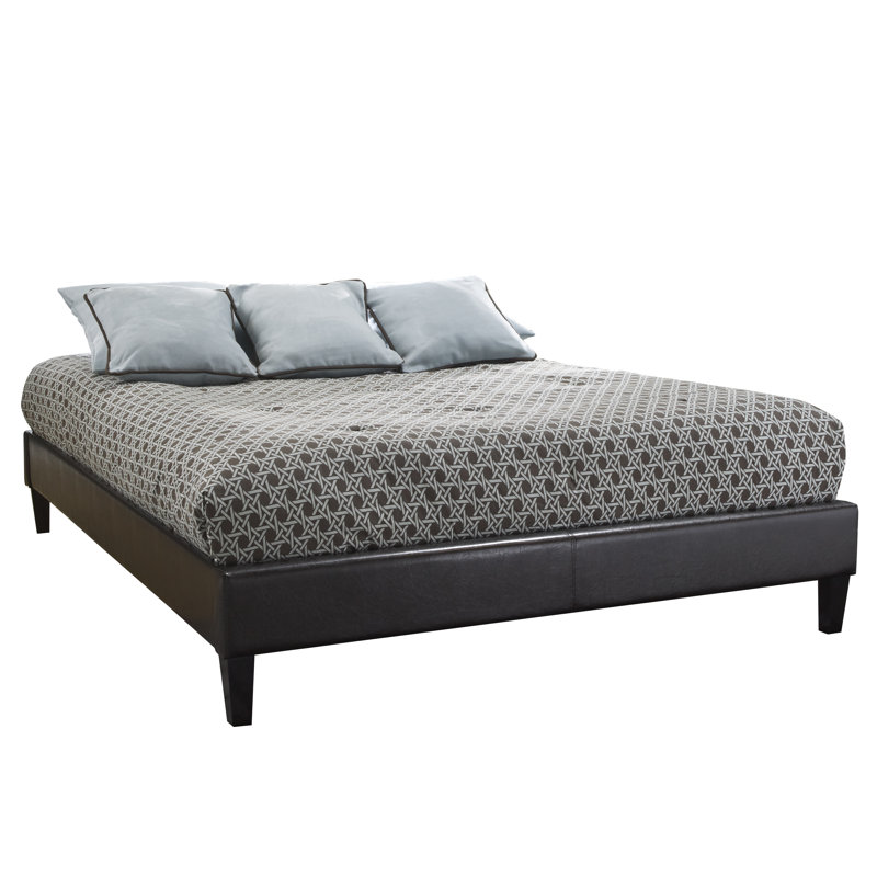 Upholstered Platform Bed, Dark Brown, Full / Double