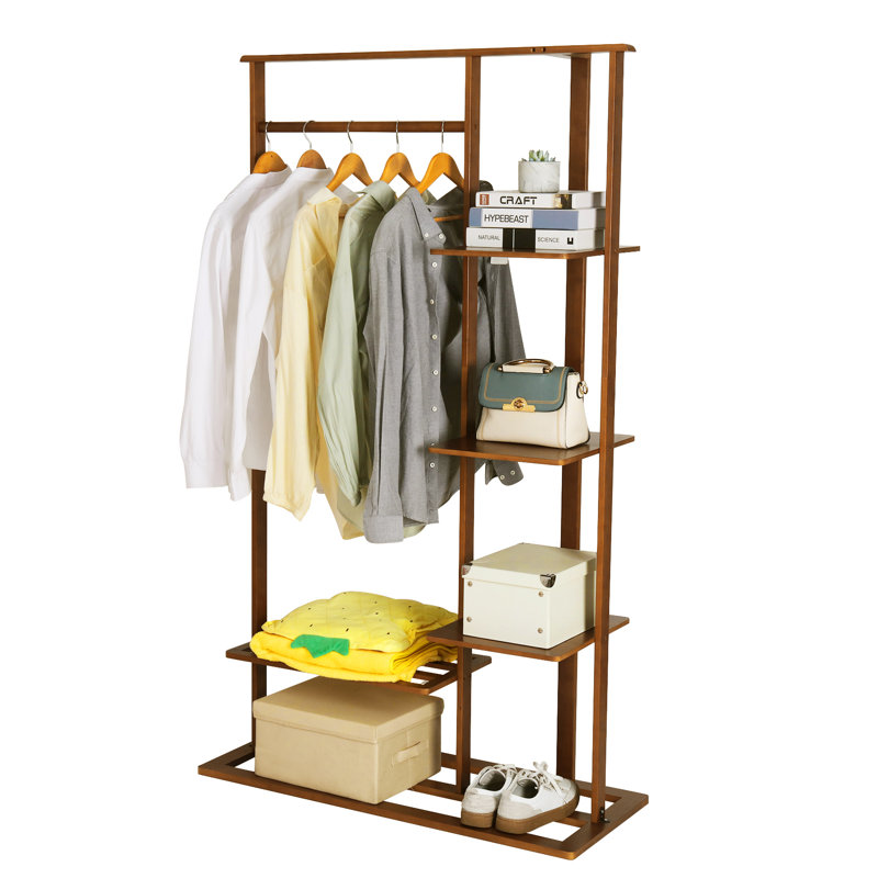 Freestanding Bamboo Clothes Garment Rack