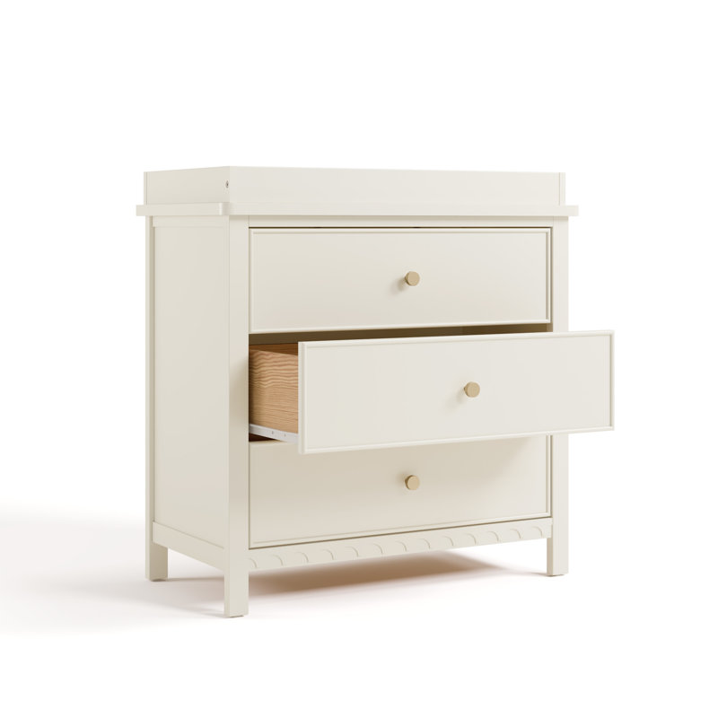 Sasha 3 Drawer Chest With Changing Topper, Cream