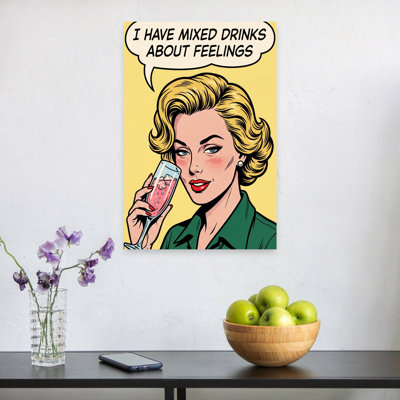 Mixed Drinks Mixed Feelings Retro Vintage Wall Art Print