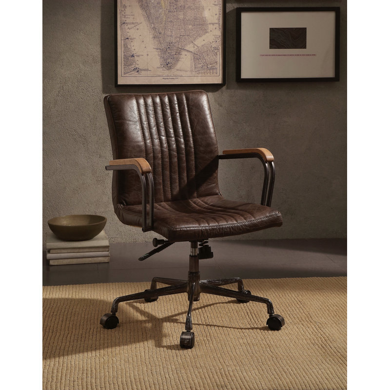 Chaise de bureau pivotante chocolat Distress