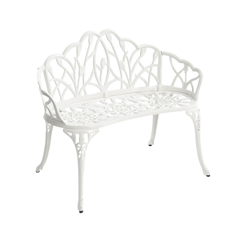 Banc de patio Tulip avec coussin pour une assise confortable, Blanc