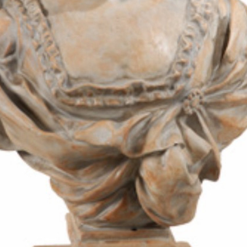 Artful Female Sculpture Bust Statue, Antique Brown