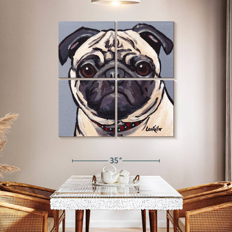 Brampt Pug On Gray, 45" H x 45" W