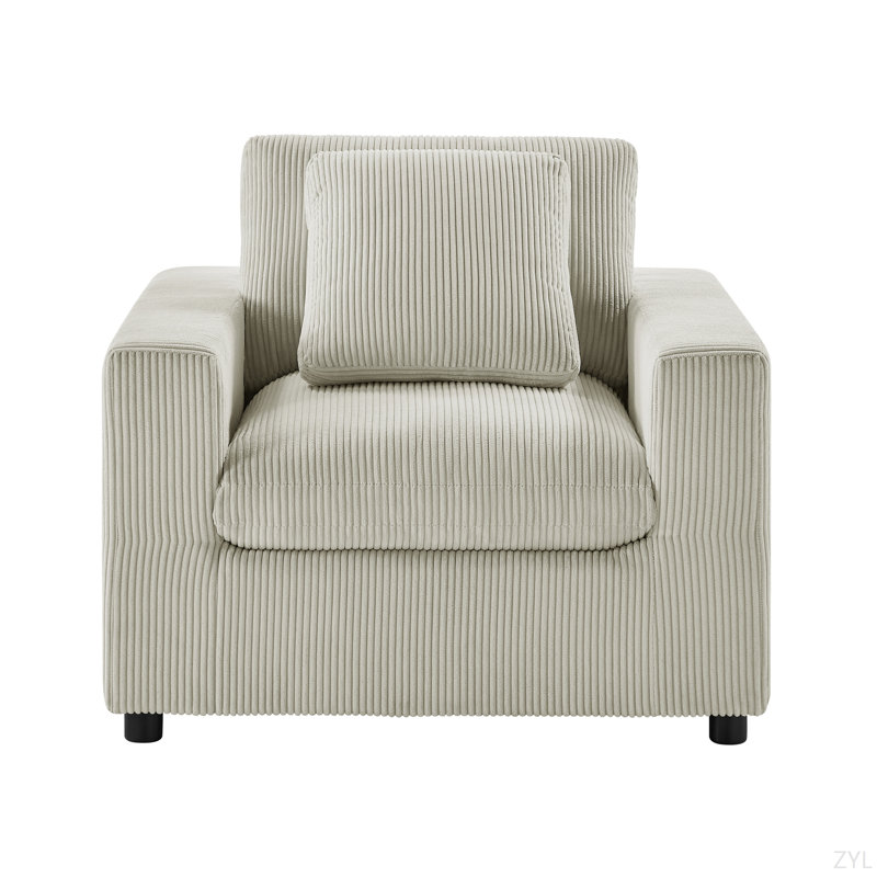 Fauteuil en velours côtelé Chelsea, Beige