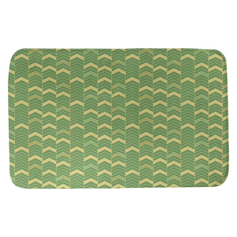 Tapis pour salle de bain lineed chevrons Stephenie, l 17 po x L 24 po, Vert / Jaune