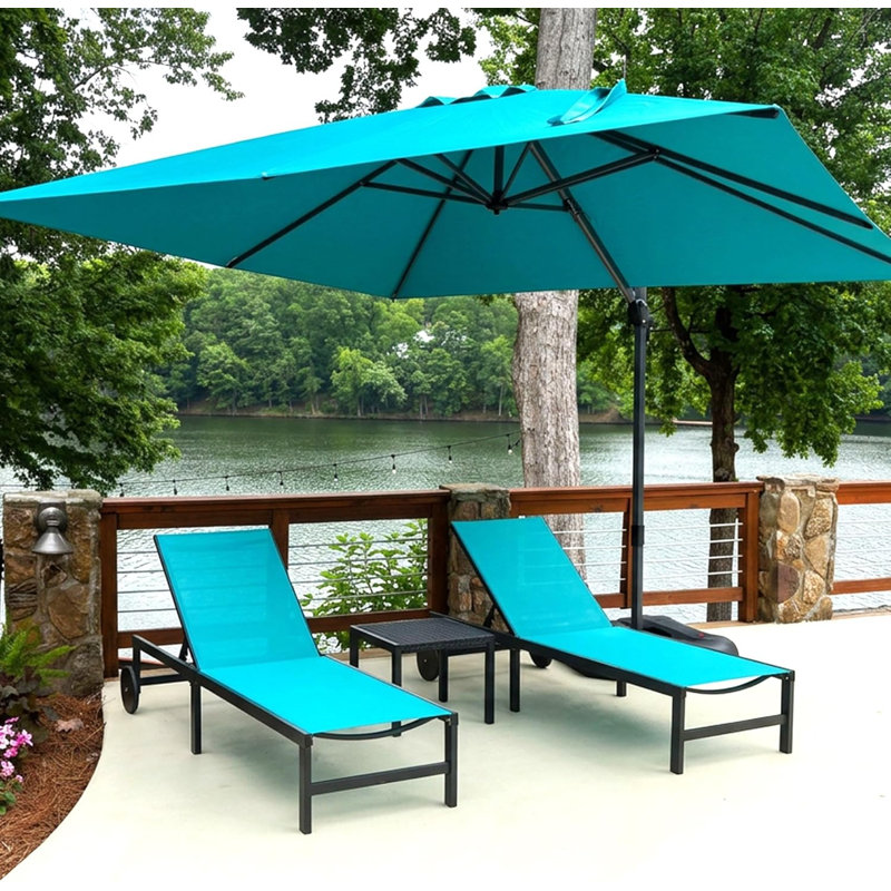 PURPLE LEAF Outdoor Chaise Lounge Chairs Set Recliner Aluminum Adjustable Chair with Wheels and Table for Poolside Beach Patio Reclining Sunbathing Lounger