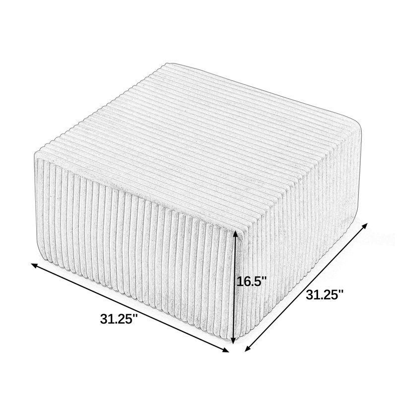 Poufs modernes en velours côtelé beige, cubes modulaires en mousse, repose-pieds portatifs pour la maison
