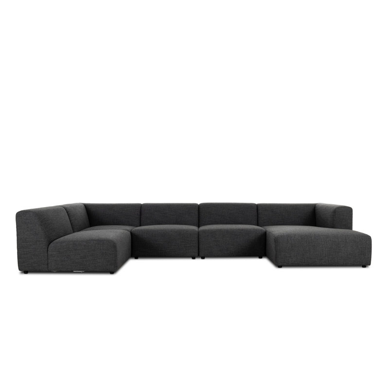 Lawndale 5PC Sectional W/ RAFC-Napa Sandstone, Left Hand Facing, Fayette Cloud Polyester Blend
