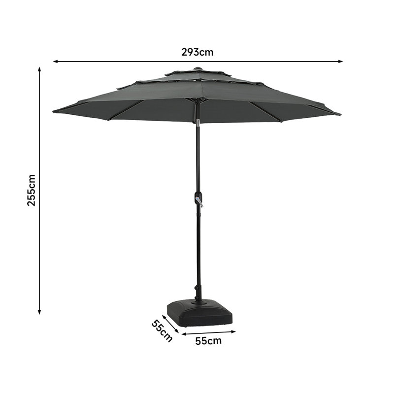 Shirely 293cm Lighted Cantilever Parasol, Dark Grey
